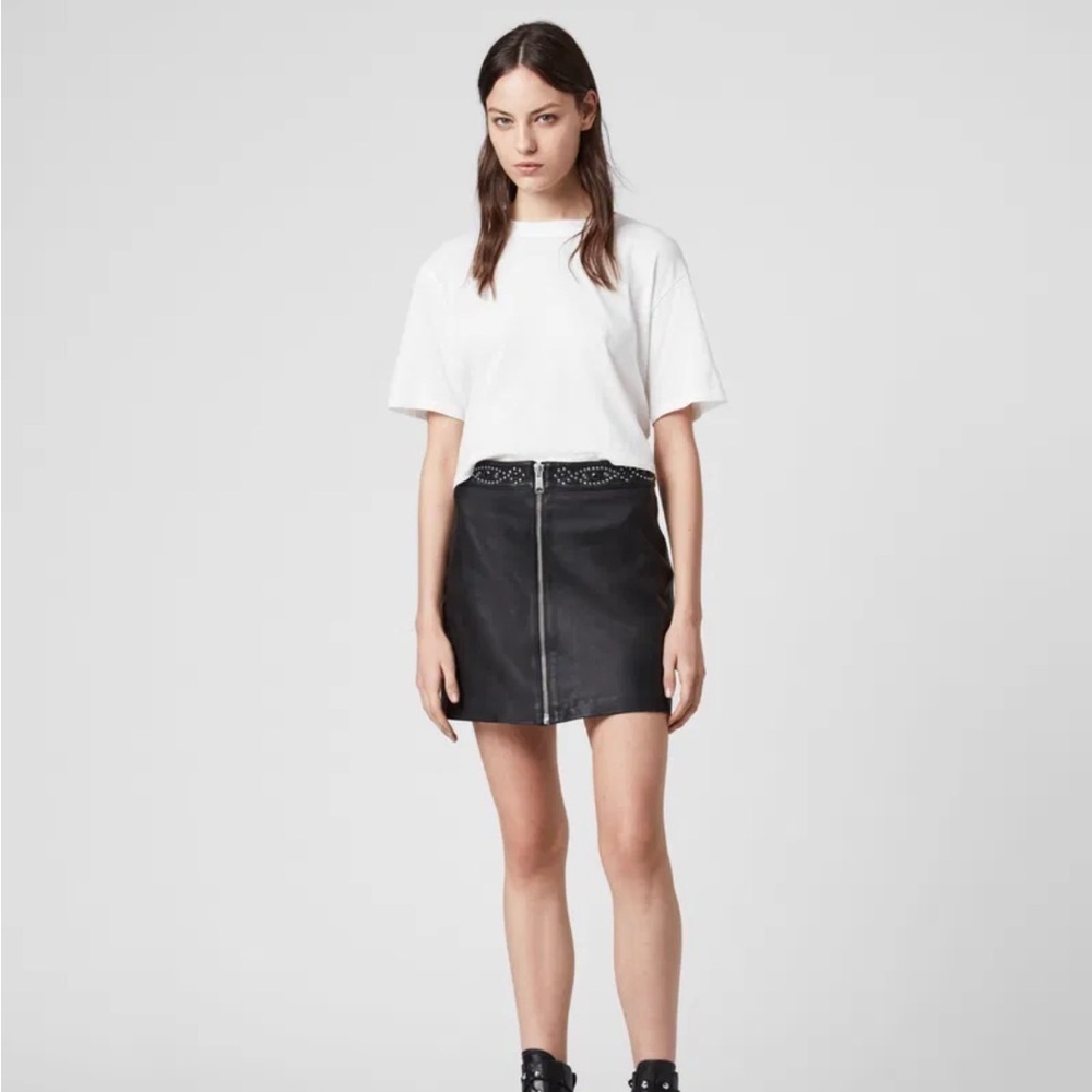 All Saints Luna Studded Leather Skirt